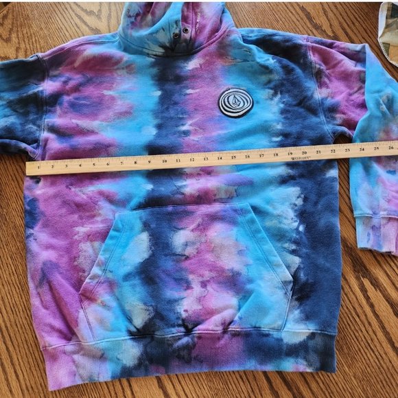 Volcom Scrowed Ballpoint Blue Tie Dye Pullover Hoodie Sweater Men Small - Picture 5 of 6